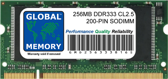 256MB DDR 333MHz PC2700 200-PIN SODIMM MEMORY RAM FOR DELL LAPTOPS/NOTEBOOKS